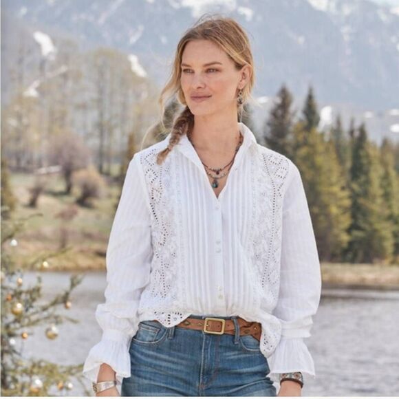 Sundance Tops - Sundance Jolene Elegance Eyelet Cottagecore Top Size XS